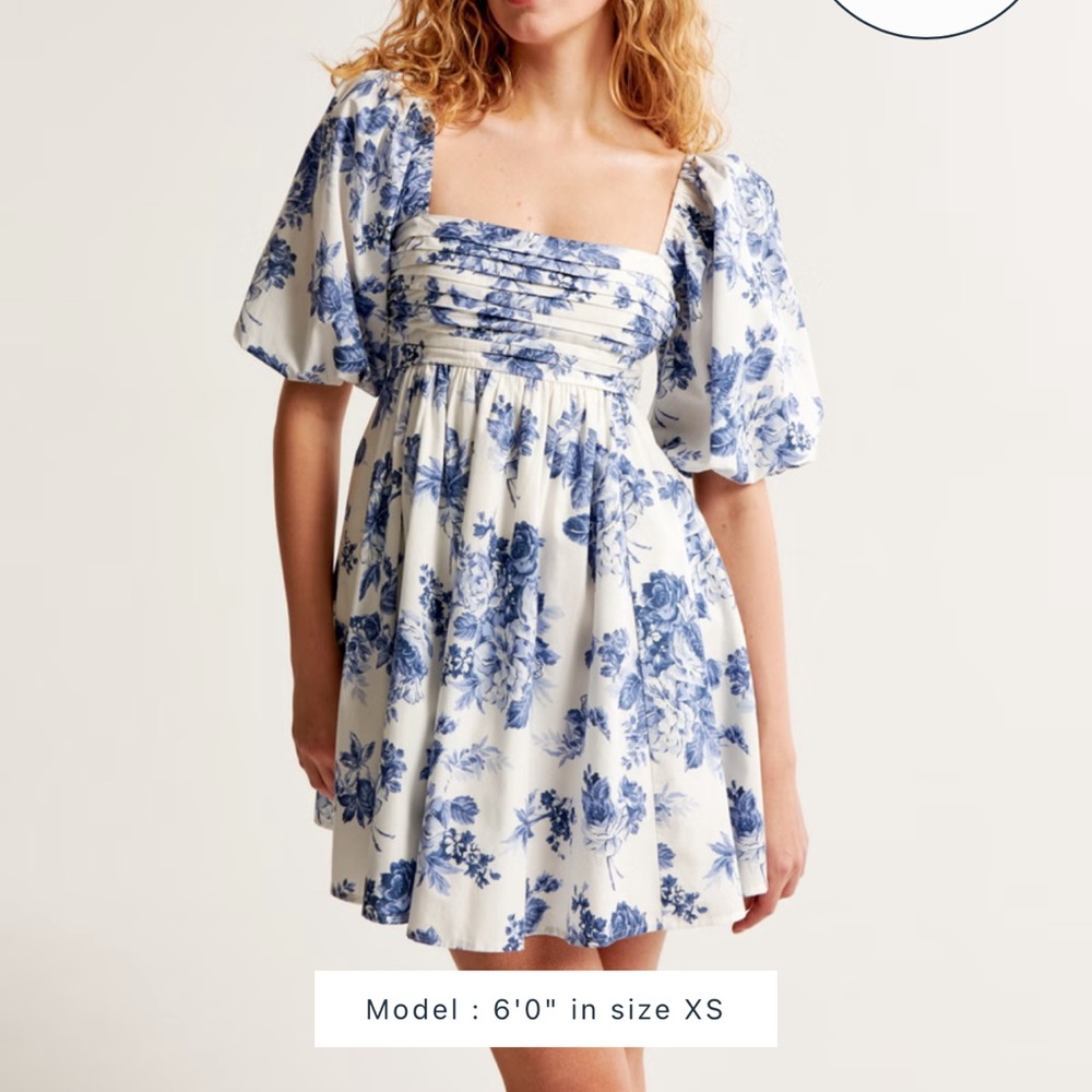 Large Tall Emerson Poplin Puff Sleeve Mini Dress from Abercrombie